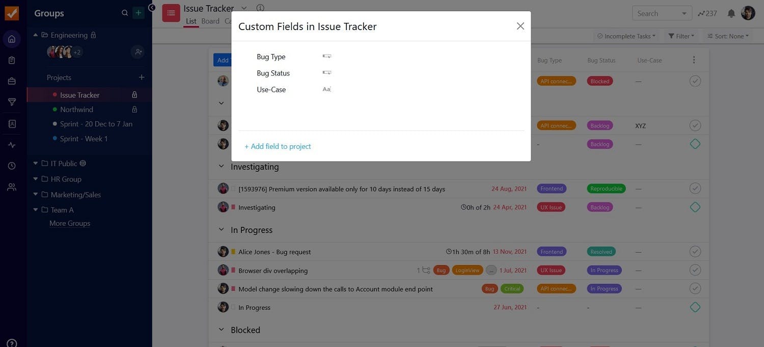 Add custom fields in SmartTask 