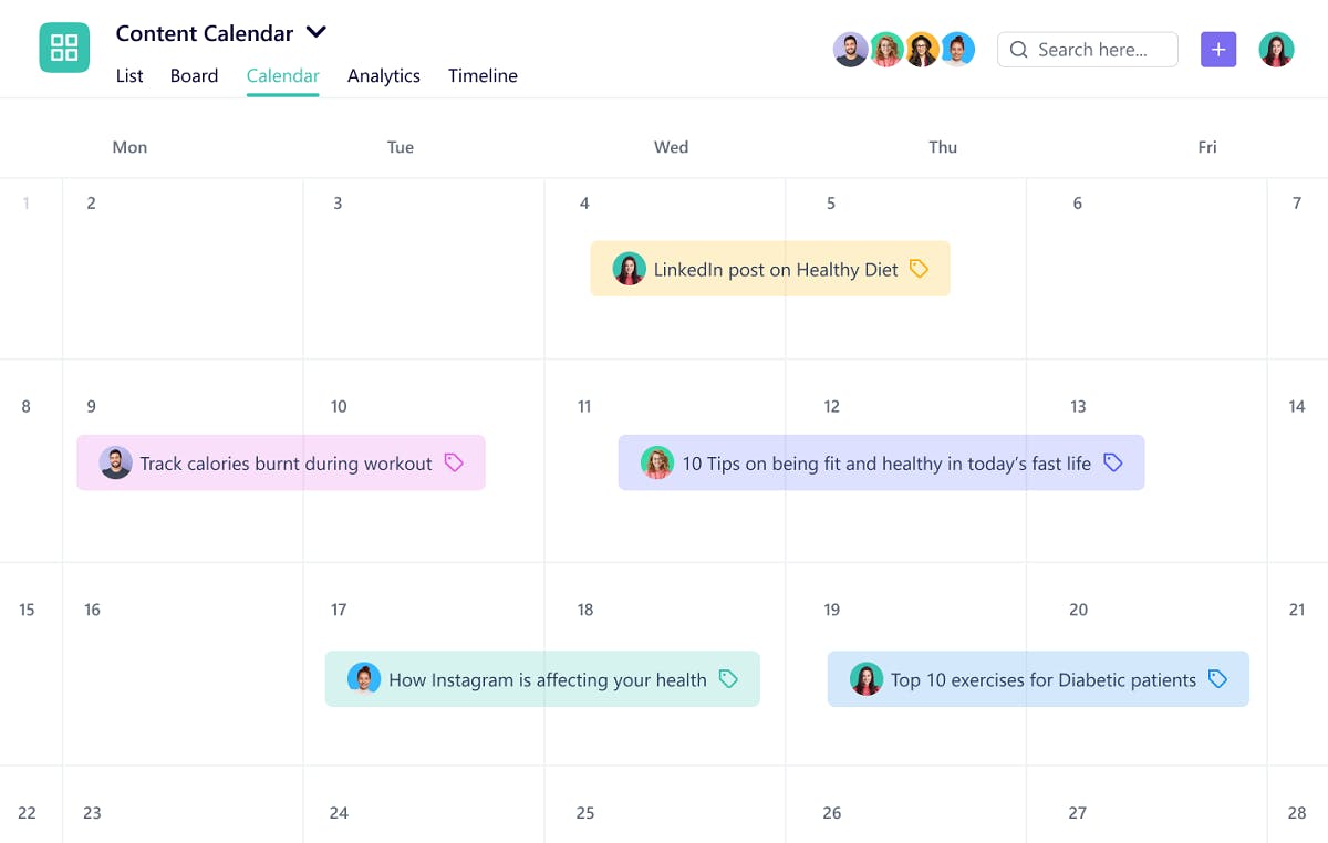 Calendar View in SmartTask