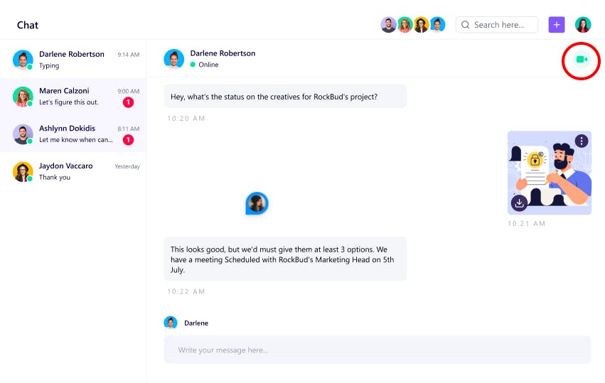 Chat view in SmartTask