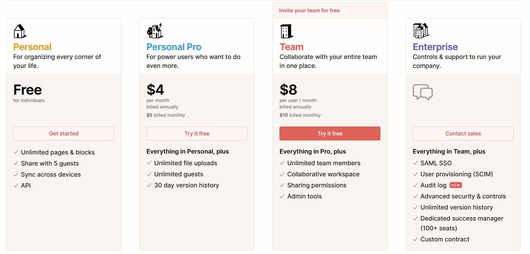 notion pricing template