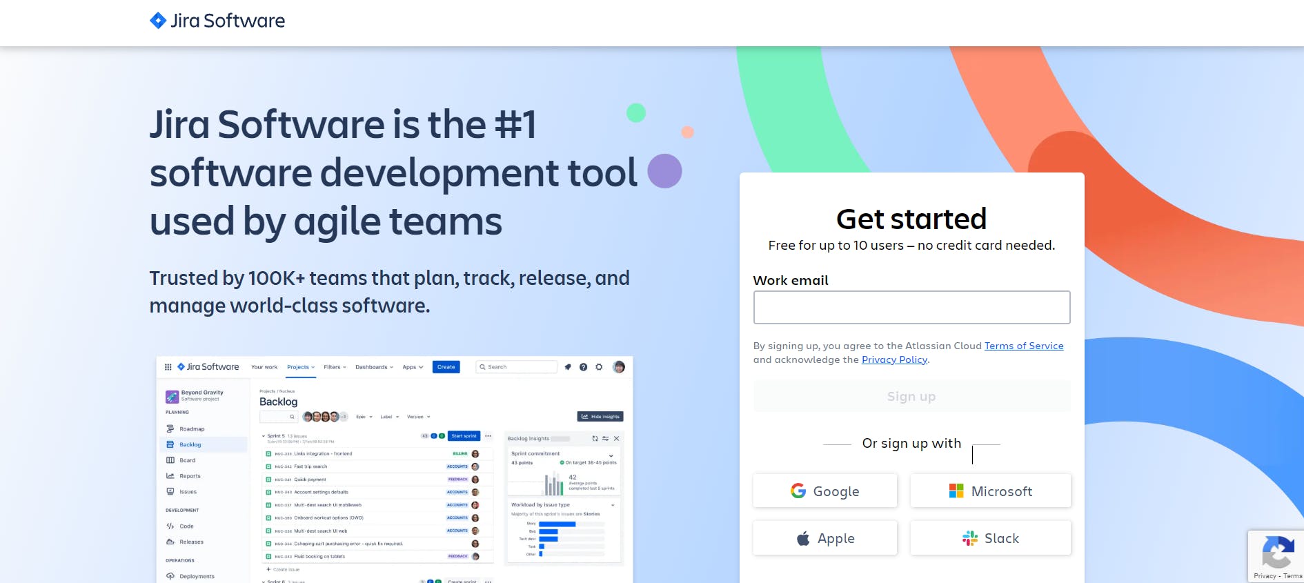 Jira's landing page