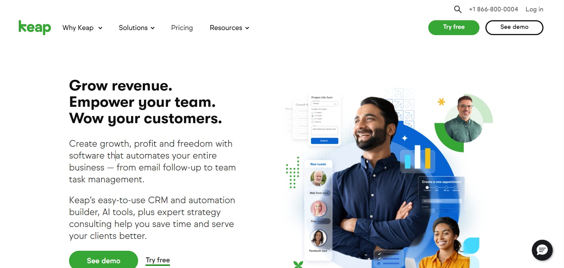 Keap CRM home page
