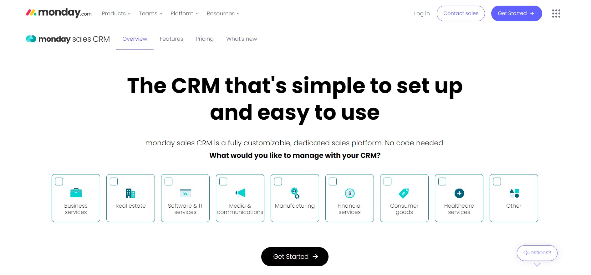 Monday CRM home page