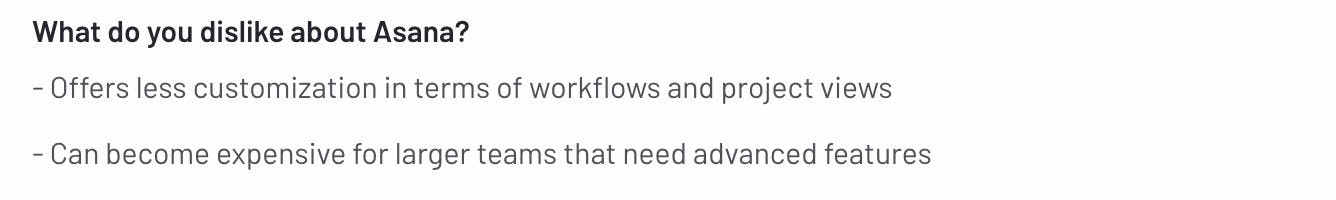 Asana review on G2
