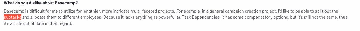 A negative review for Basecamp's task management capabilities