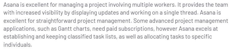A positive review for Asana