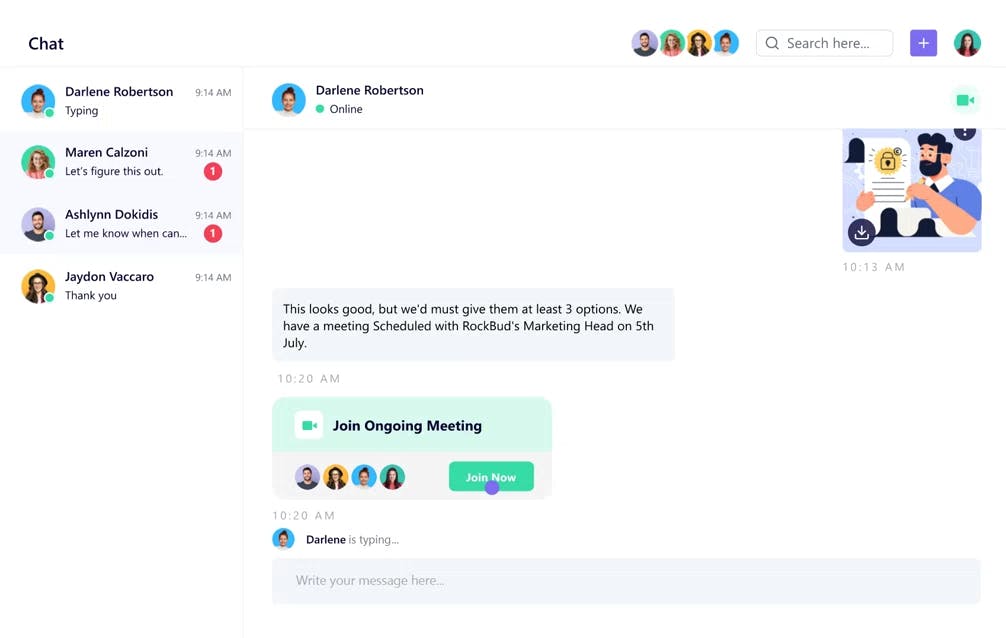 SmartTask's built-in chat feature