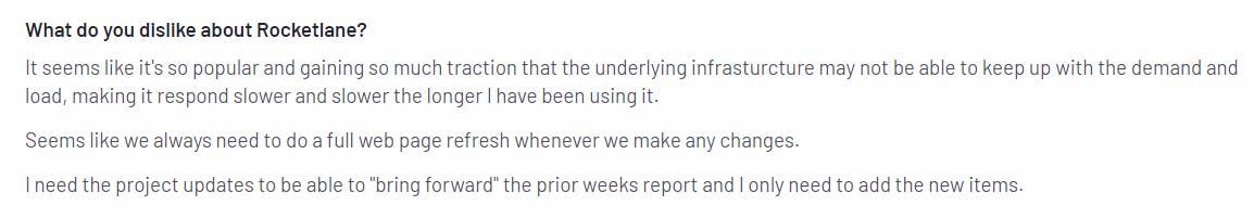 Negative review for Rocketlane
