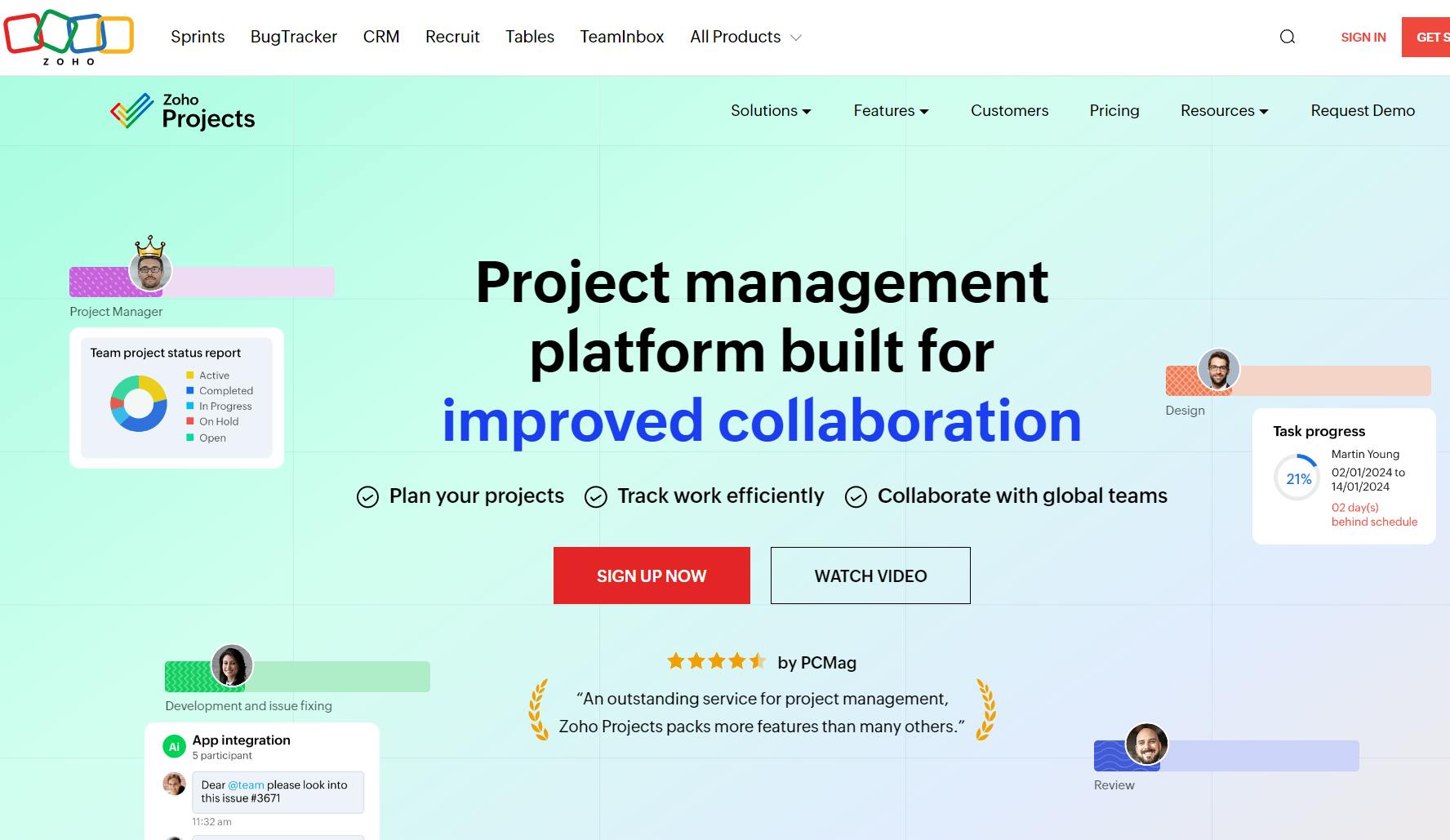 Zoho's home page