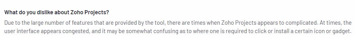 A negative review for Zoho Projects