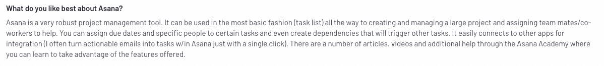 A positive review for Asana