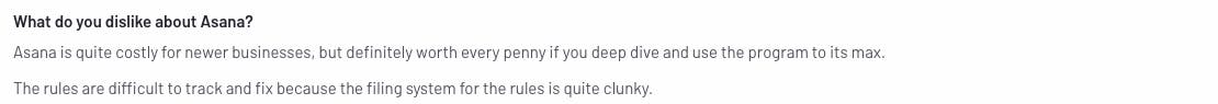 A negative review for Asana