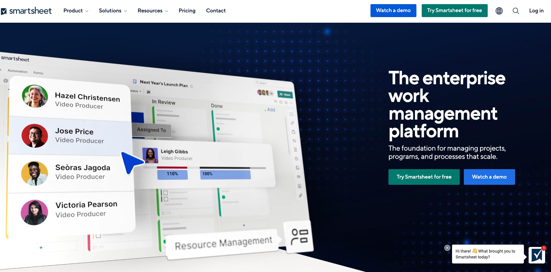 Smartsheet's home page