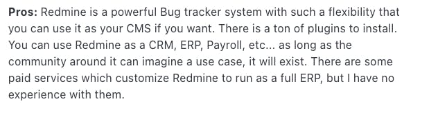 A positive review for Redmine