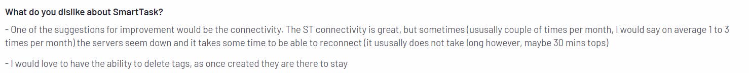 A negative review for SmartTask