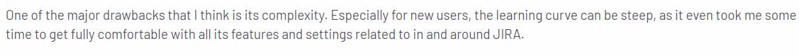 Review highlighting Jira's complexity