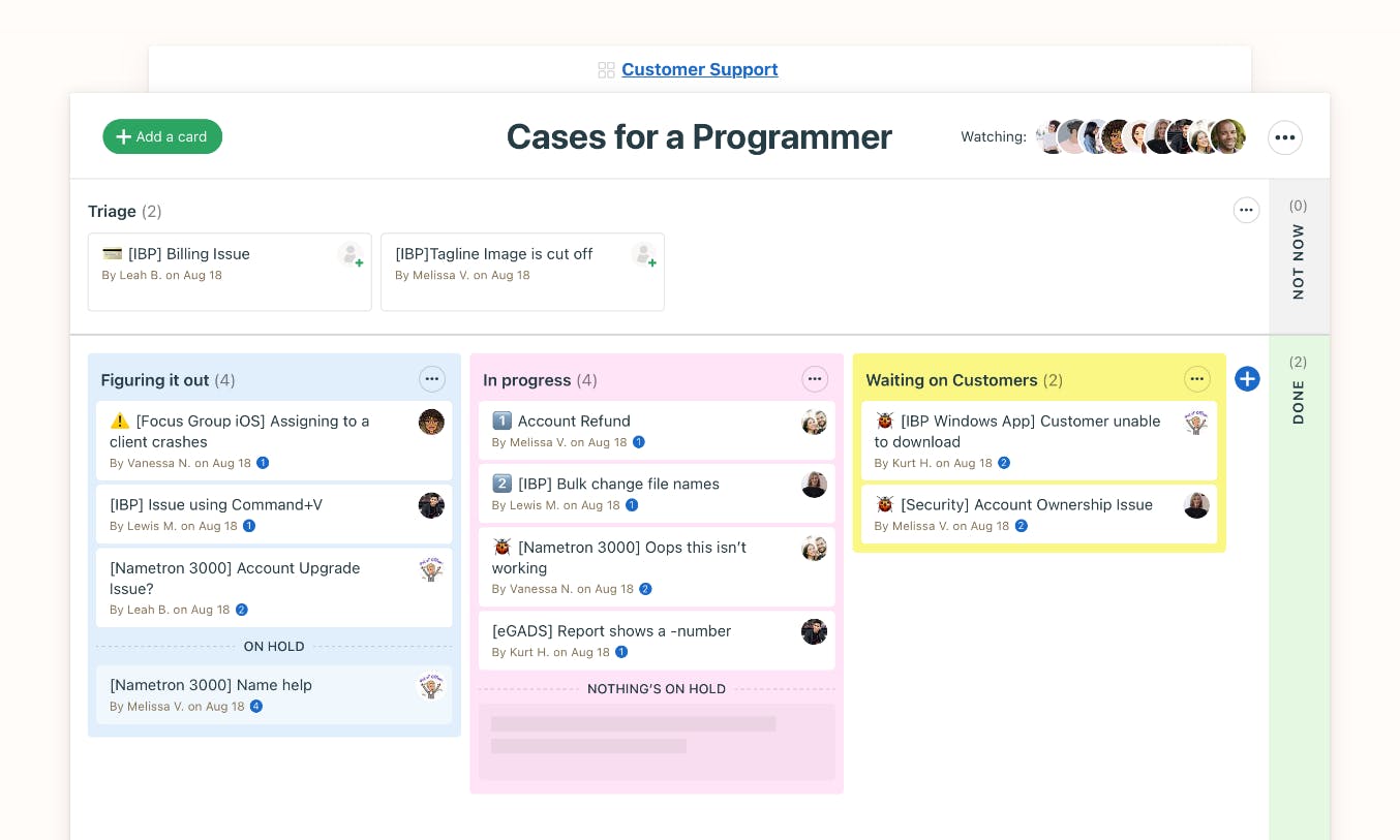 Basecamp's Kanban view