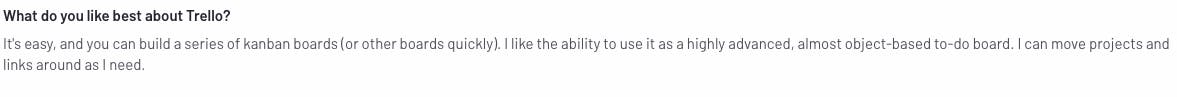 Positive user review for Trello