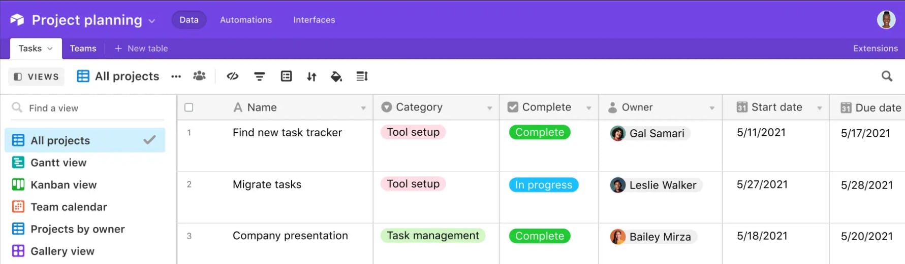 An Airtable database