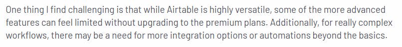 Negative review for Airtable