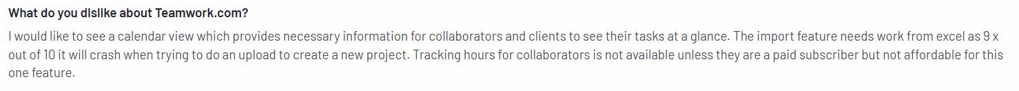 Negative review for Teamwork