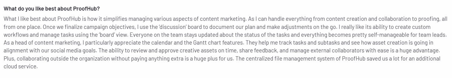 Positive review for ProofHub