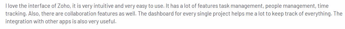 Positive review for Zoho Projects