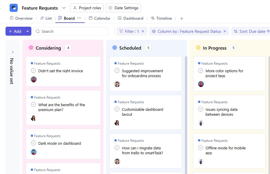 Feature Requests Board View
