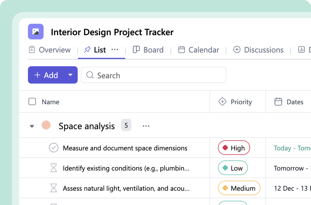 Interior Design Project Tracker