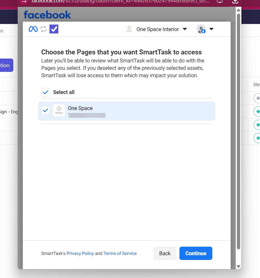 Select Facebook Page