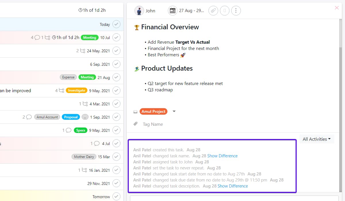 Task description and expectation