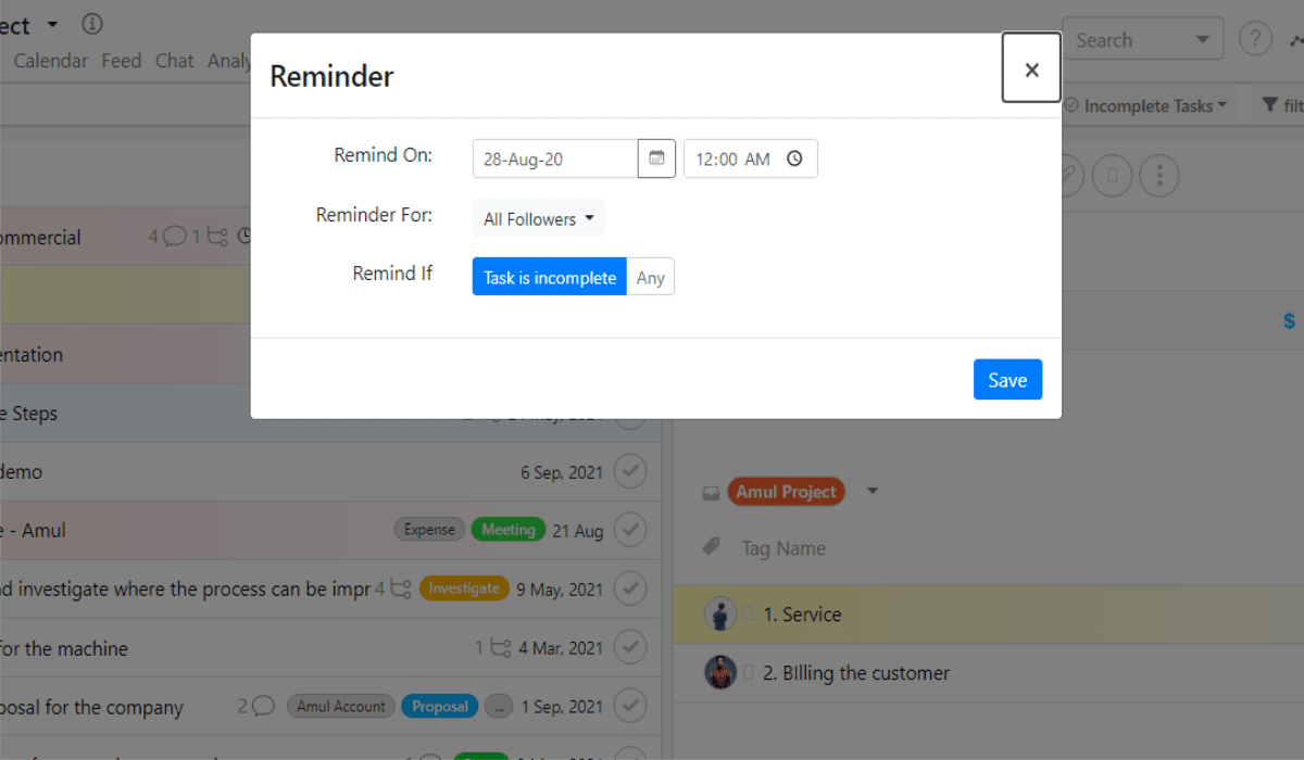 Real-time reminders in SmartTask