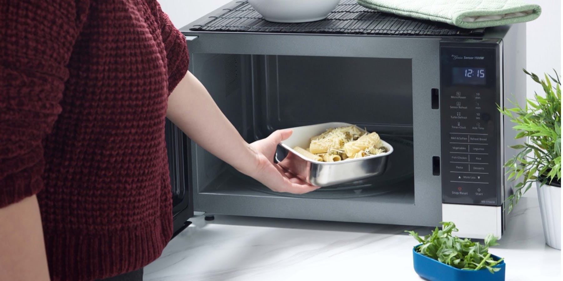 Smash stainless steel container inside the microwave