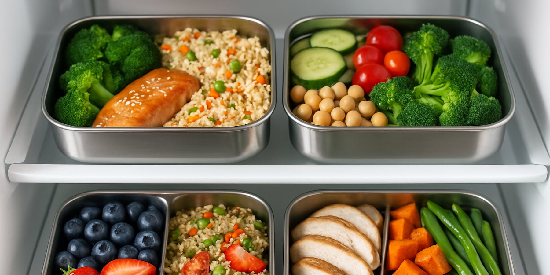 Stainless steel bento boxes in the fridge