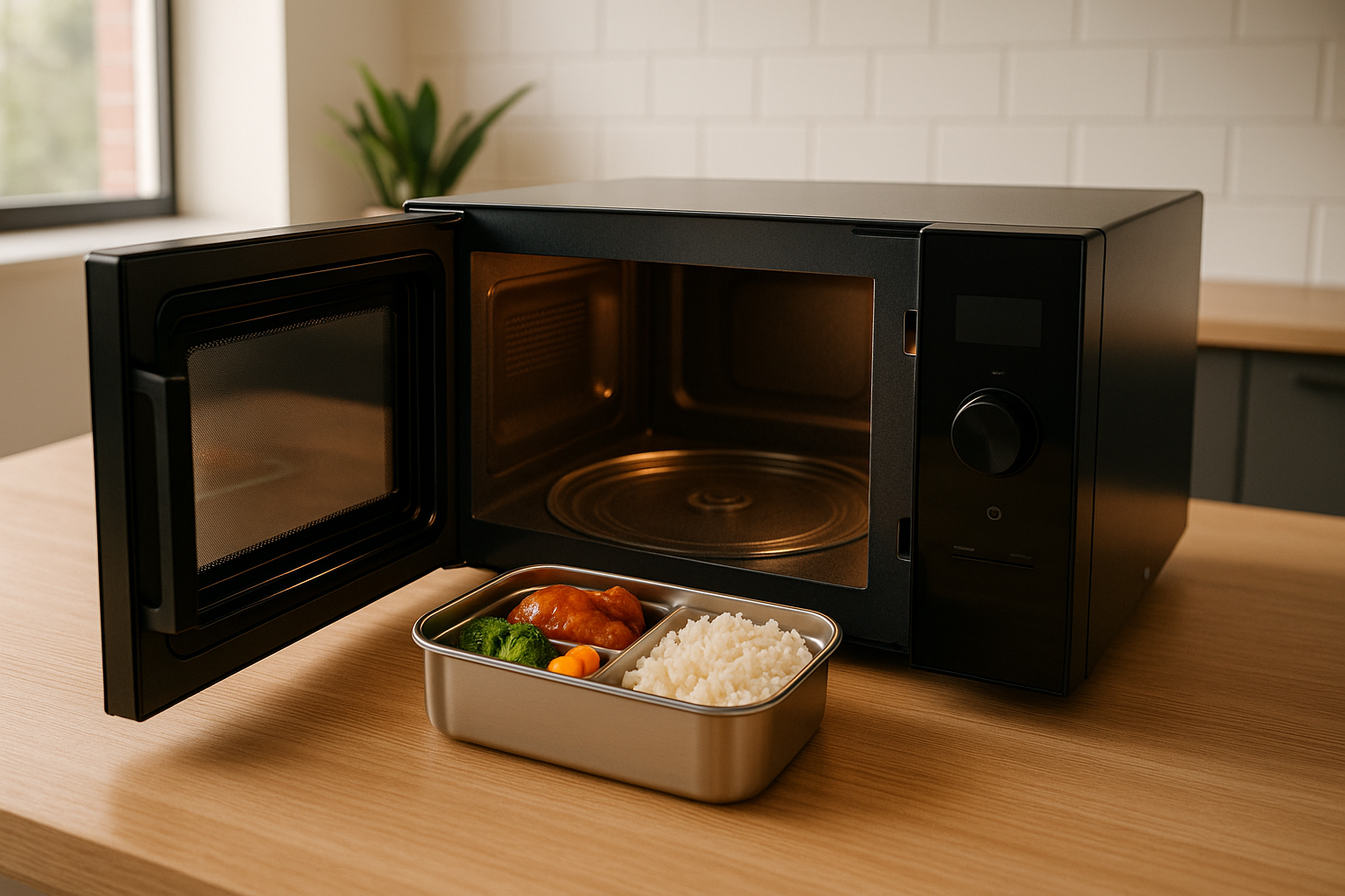 Stainless steel bento and microwave