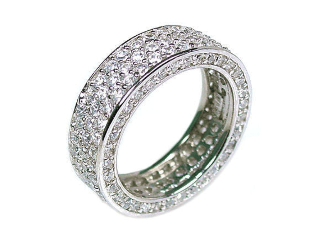 Icy White Diamond Rows Wedding Band