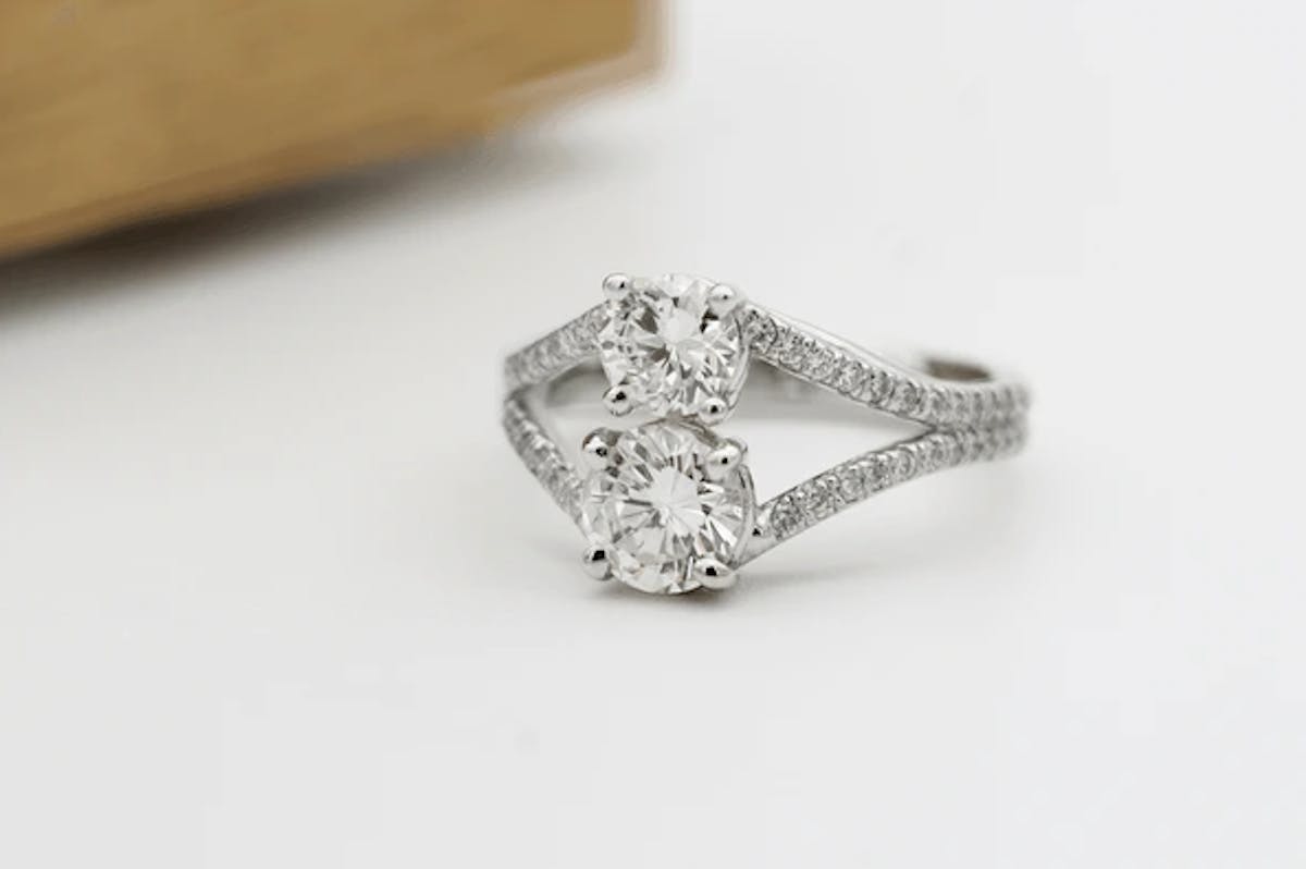 Two stone diamond engagement ring