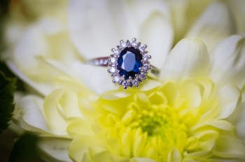 Colored gemstone diamond engagement ring