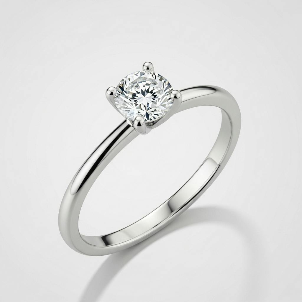 minimalist diamond ring with a lab-grown stone and a slim white gold band
