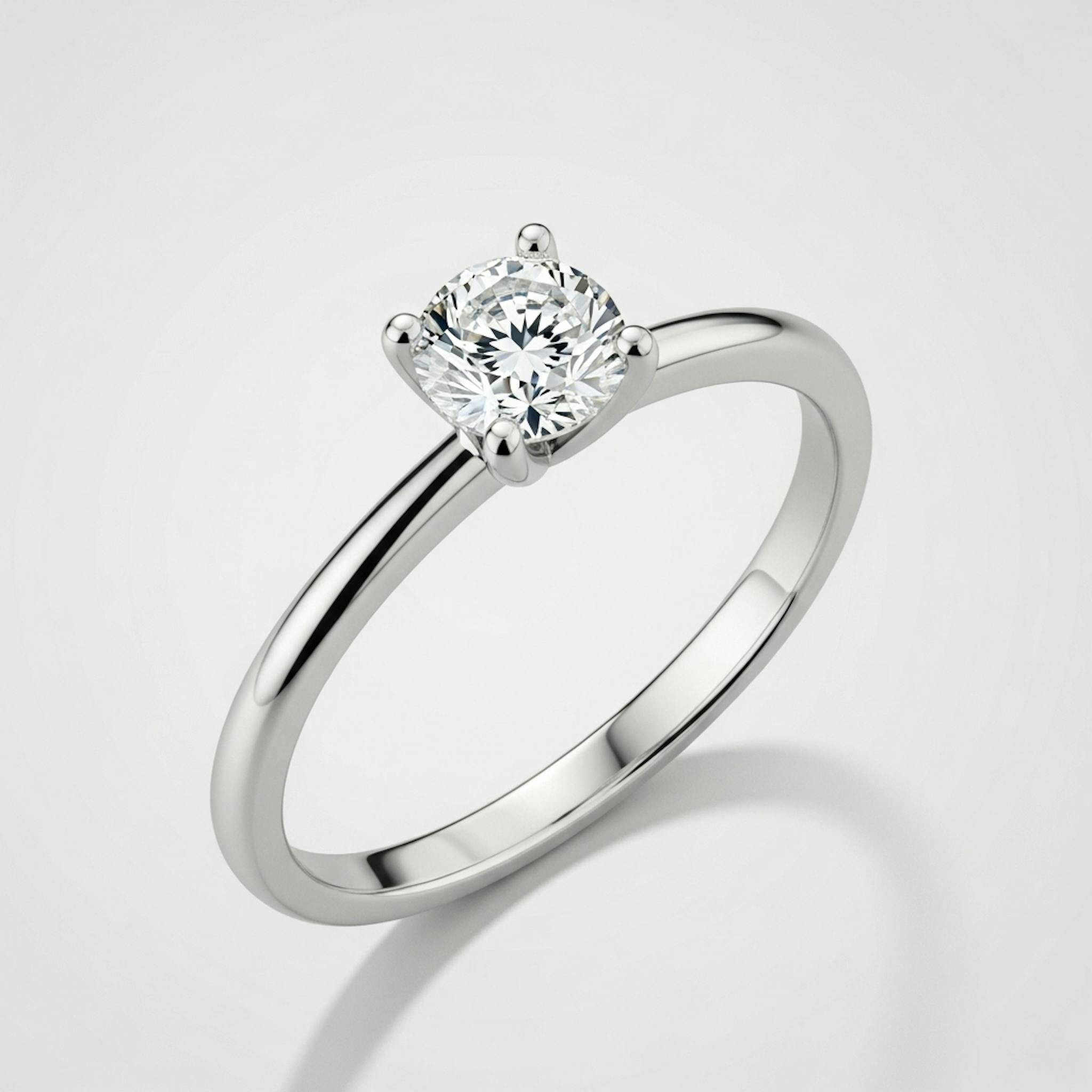 minimalist diamond ring with a lab-grown stone and a slim white gold band