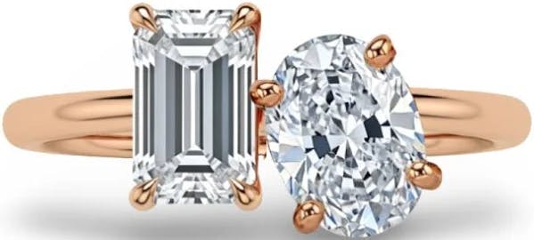 Oval + Emerald Cut in Rose Gold