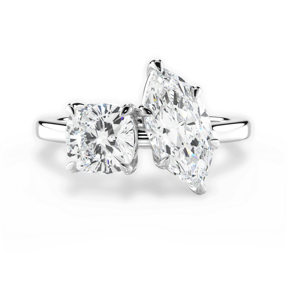 Round Brilliant + Marquise in White Gold