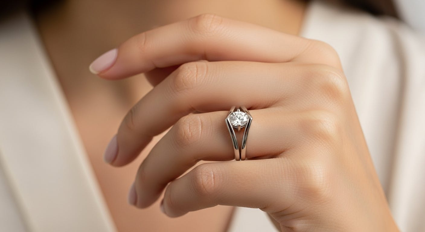 Pure solitaire energy tension setting ring