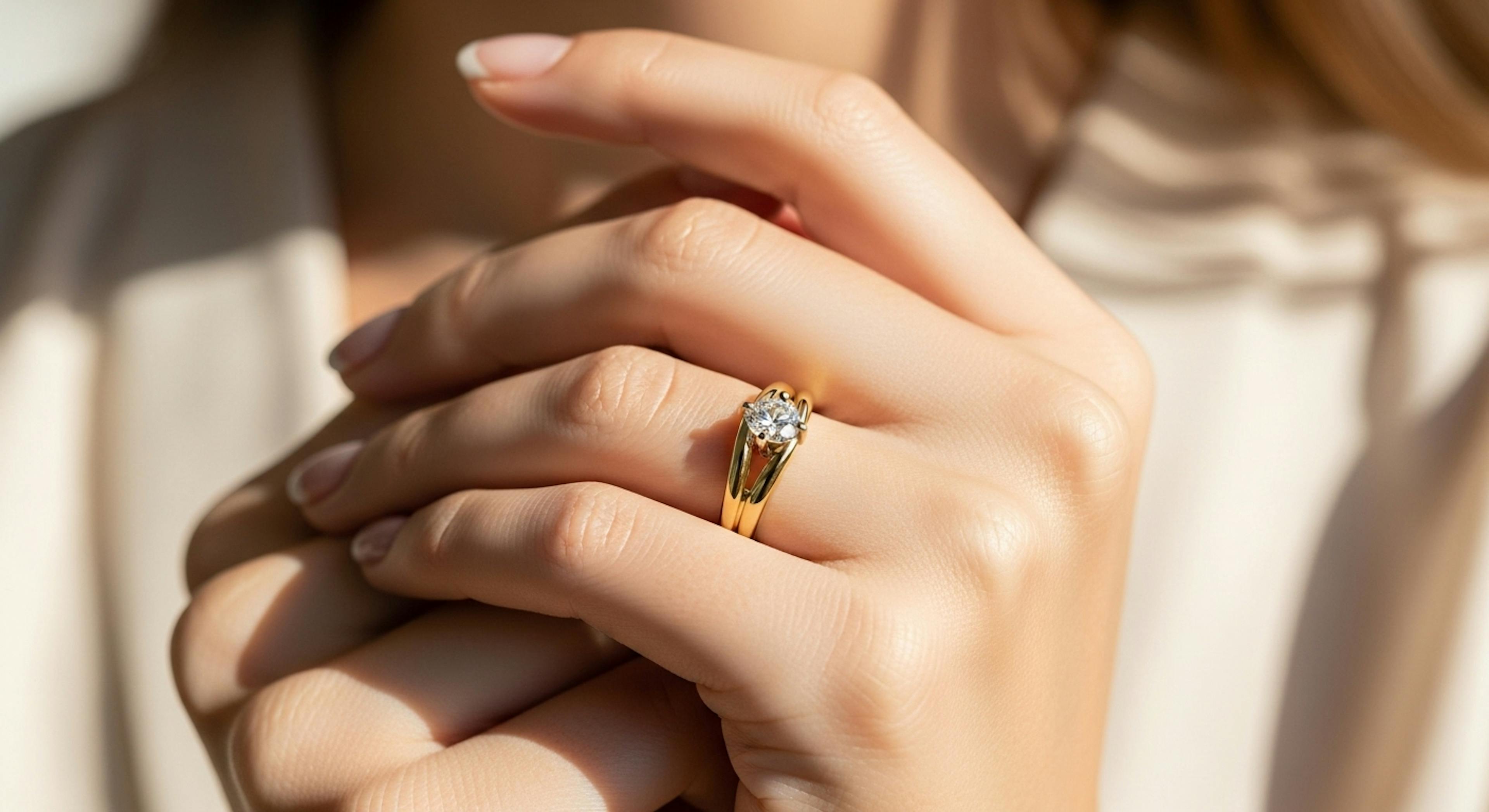 tension setting diamond rings women wearing