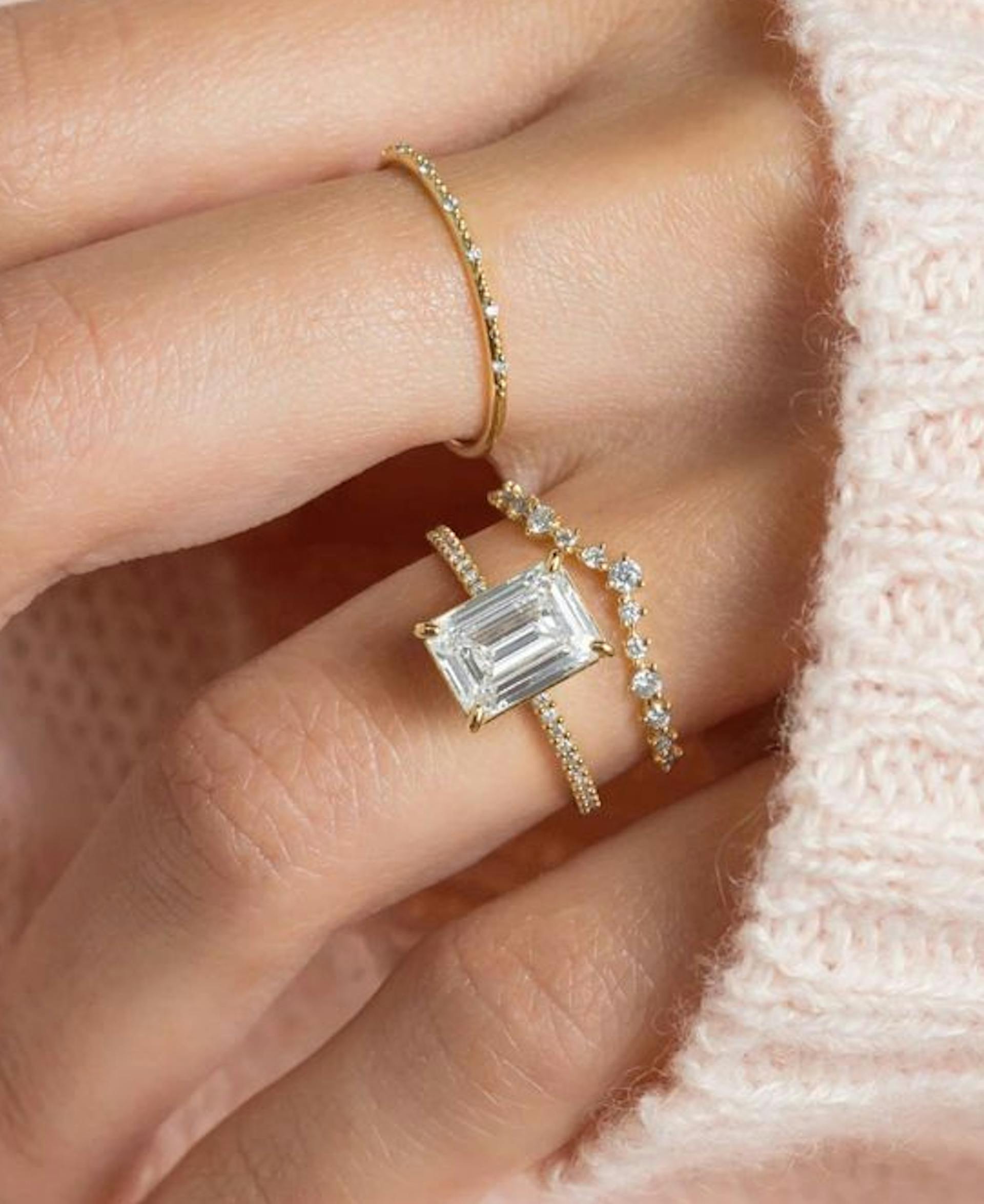Emerald Cut with Pavé Band