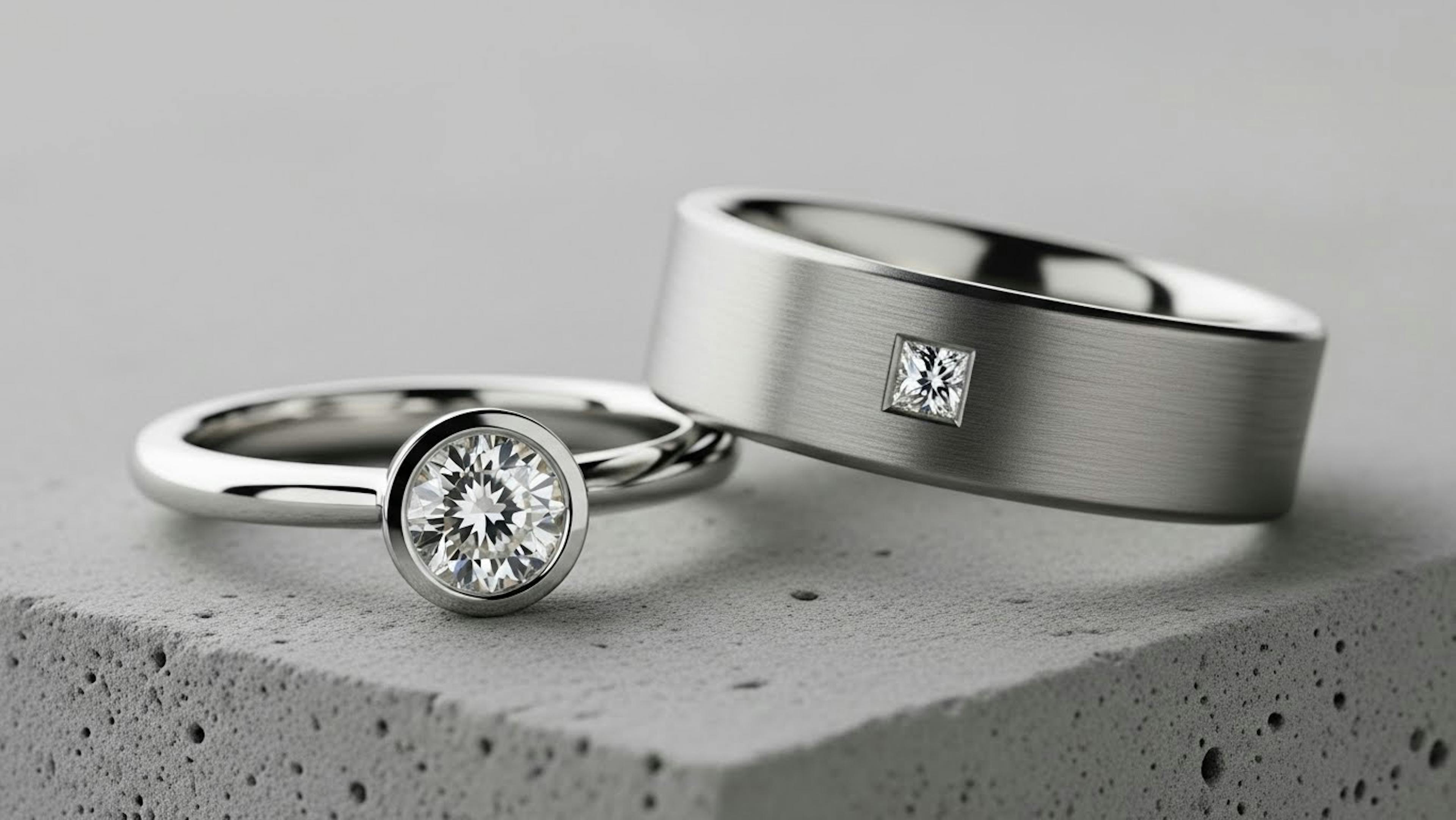 Modern Diamond Commitment Rings for couples