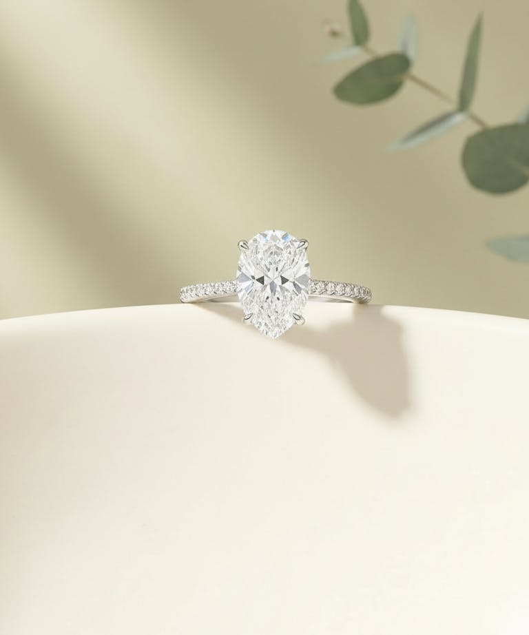 Pear shape engagement ring