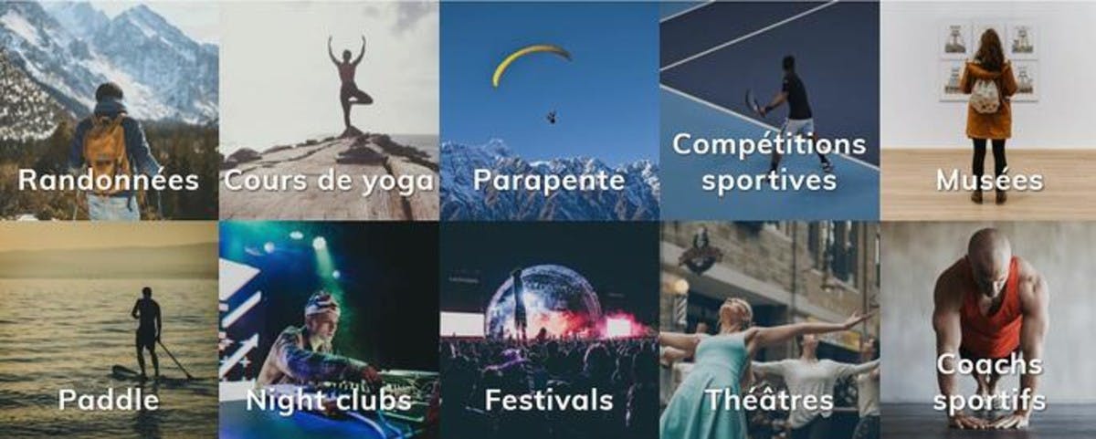 Activity categories that can be available on Smeetz.