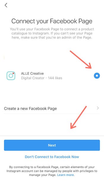 Connect your Instagram business profile to a facebook business page