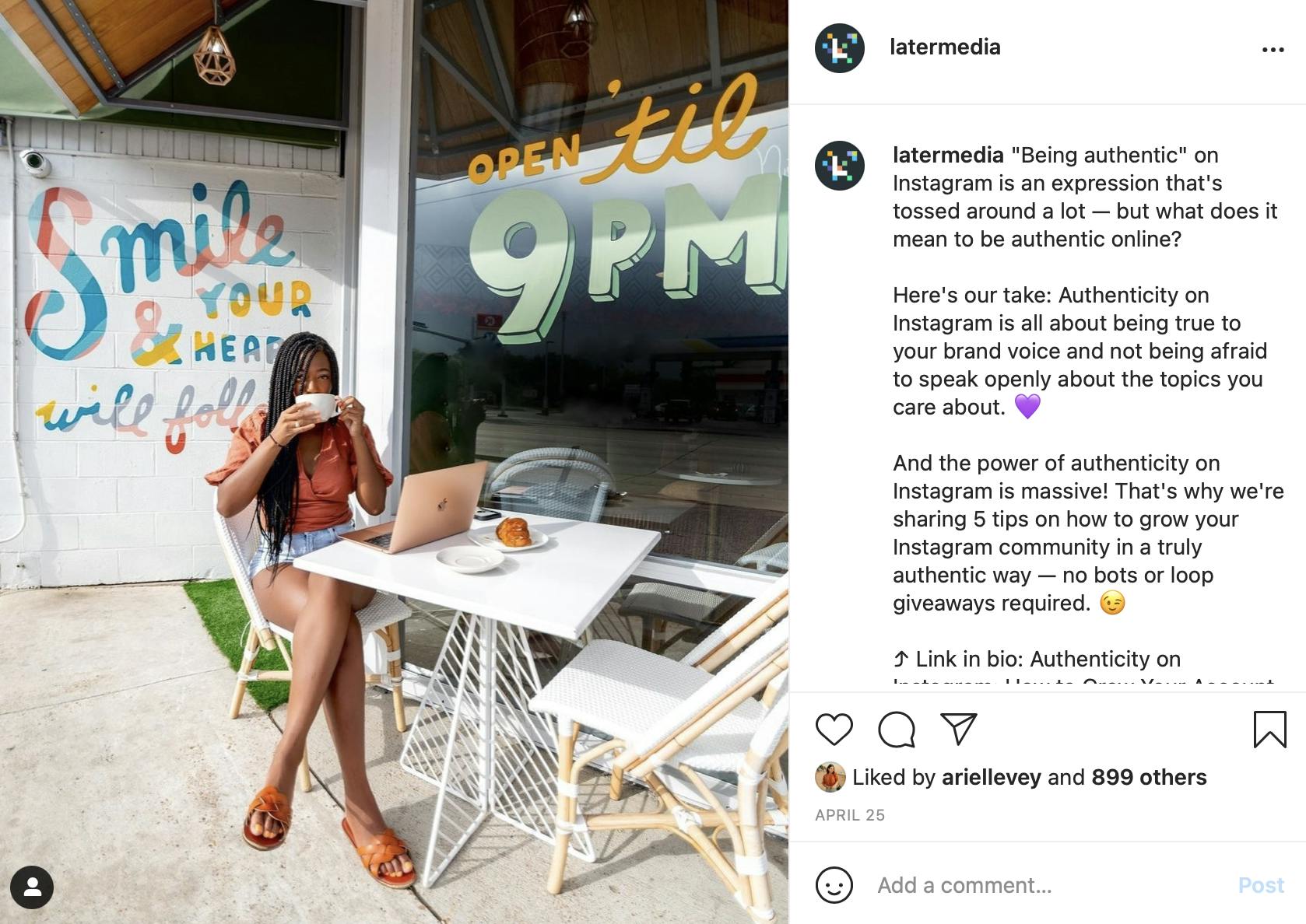 A simple and clearly written caption on Instagram